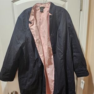 INC International Concepts Black Trench Coat with Pink Lining